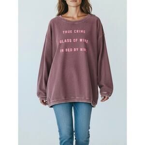 NWT Chicka-d True Crime Corded Sweatshirt Wine Rustic Magenta Loungewear XL